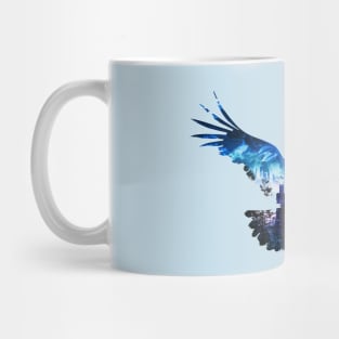 Eagle flying and city at dusk Mug